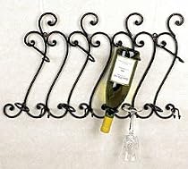 Wine Rack: Scrolled Black Iron Wine & Glass Rack
