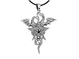 Zoom Produkt-Bild: Anh&auml;nger 2 Drachen mit Pentagramm 925er Silber Schmuck
