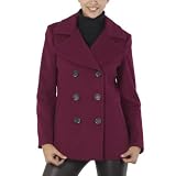 Jessie G. Women's Fit & Flare Wool Blend Pea Coat - Oxblood 4