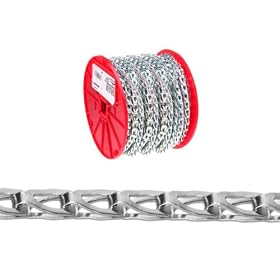 Campbell 0890827 Low Carbon Steel Sash Chain, Zinc Plated, #8 Trade, 0.04" Diameter, 75 lbs Load Capacity, 500' Reel
