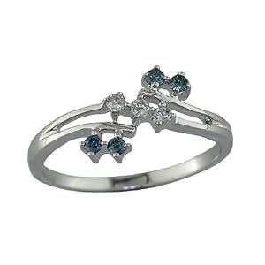 1/5 CT Blue & White Diamond Ring In White Gold