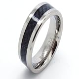Blue Chip Unlimited - Ultra Slim 7mm Titanium Ring with Black Carbon Fiber Inlay Engagement Ring Wedding Band Fashion Ring Size 4.5 (4 1/2)