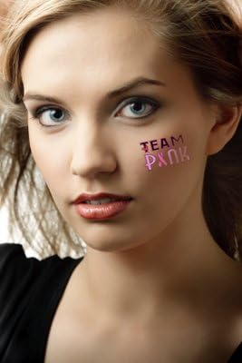 SweetTats Team Pink for a Cure Temporary Tattoo Pack - 6 Breast Cancer Awareness Tattoos Per Pack