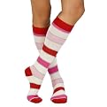 Xhilaration&reg; Juniors Knee High Socks 2 Pk - Red, Pink, Cream & Silver Rugby Stripe and Black Solid - One Size