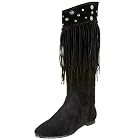 ALL BLACK Fringe Boot High Boot W/Fringe/Studs
