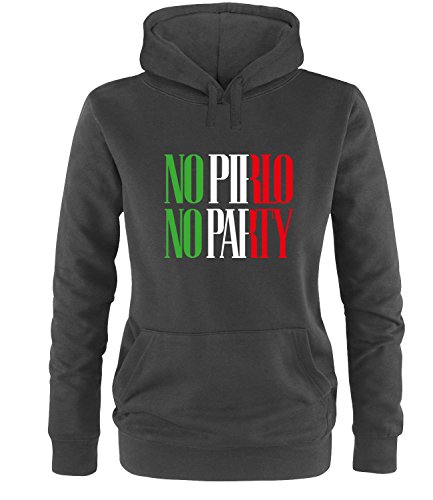 Luckja EM 2016 Trikot Italien Fanshirt No Pirlo No Party EM03 Damen Hoodie