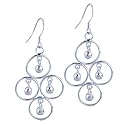 925 Sterling Silver Hoop Dangling Ball Chandelier Jewelry Dangle Earrings