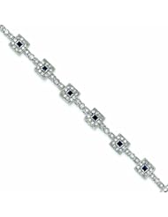 Genuine .925 Sterling Silver Blue And Clear Cz Bracelet . 100% Satisfaction Guaranteed.