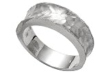 14K White Gold Hand-Crafted Matte and Hammered-Finish Band.