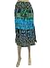 Womens Skirts Calf Length Blue Green Ethnic Print Bohemian Skirt 29"