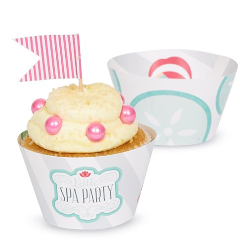 Little Spa Salon Makeover Party Supplies - Reversible Cupcake Wrappers (12)