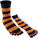 Adult Orange & Blue Striped Toe Socks