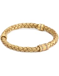 Paige Novick Braided Leather "Surf Club" Gold Bangle Bracelet