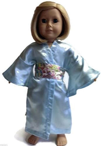 Light Blue Satin 2 piece Kimono Geisha made for 18" American Girl Doll Clothes