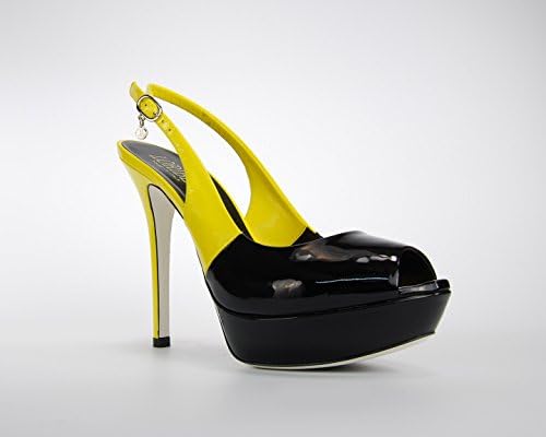 Loriblu Black and Yellow Patent Leather Slingback