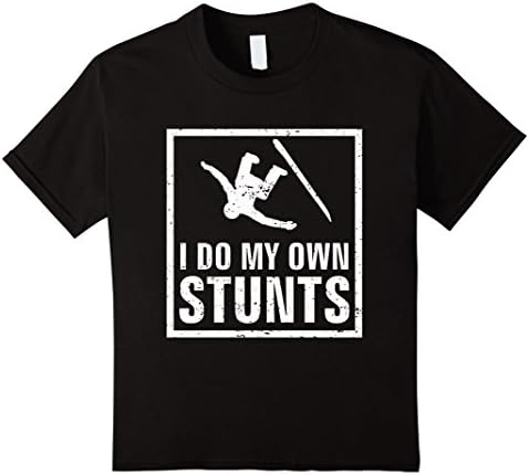 Kids I Do My Own Stunts Stunt Man Fall Off Snowboard Funny Shirt 4 Black