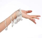 (Price/18 pcs)BellyLady Mutiple Layered Metal Bracelet With Silver Coins, Lively Style, Pack of 18 Thin Bangles