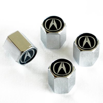 Acura Silver Logo Chrome Tire Stem Valve Caps