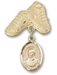 14K Gold Baby Badge with St. Ignatius Charm and Baby Boots Pin