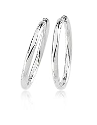 Hinged Hoop Earrings in 14 Karat White Gold, 38mm