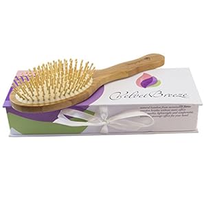 VelvetBreeze - Natural Bamboo Hair Brush with Wooden Bristles Pins - For Women's All Types of Hair - Improve Your Hair Growth and Prevent Hair Loss - Massage Scalp For Strong Hair