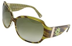 Coach Sunglasses, April S444, Striped Tortoise/ Grey Fade Lenses/ Crystal and Cloisonne Detail