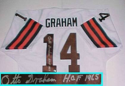 Otto Graham Hand Signed Browns Throwback Jersey