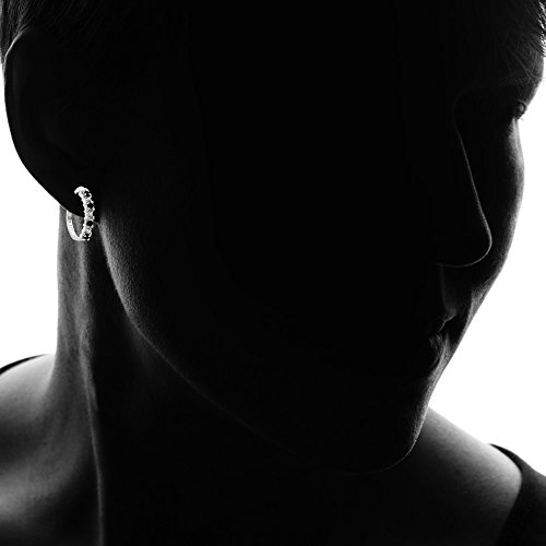 Carbonado ♦♦♦ » Sterling Silver Created Black Ebony Sapphire & Diamond Accent Hoop Earrings