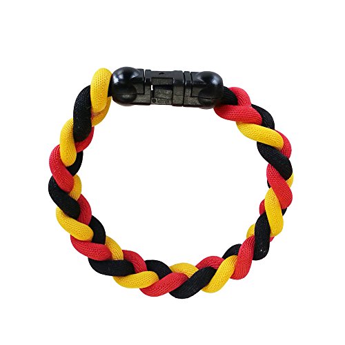 Taffstyle® Fanartikel Elastisches Sport Energie Armband geflochten Sportarmband mit Fussball Weltmeisterschaft 2014 WM & EM Deutschland – Schwarz Rot Gold