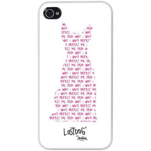 Bluetrek LostDog Slim Hard Case for iPhone 4 - Protect Me (White) [Retail Packaging]