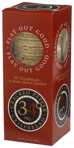 34 Degrees Cracked Pepper Crispbread, 4.5 Ounce Boxes (Pack of 6 ) by 34 Degrees