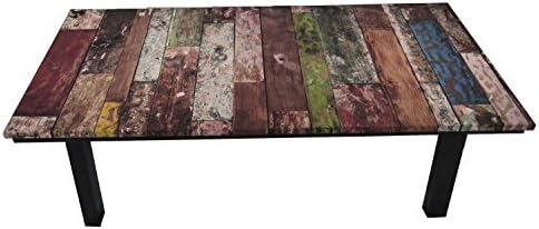 Upholstered Coffee Table Suede Fabric Print Old Wood Grunge Pattern
