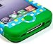 Bastex Heavy Duty Hybrid Case for iPhone 4, 4s, 4th Generation - Green Silicone / Colorful Polka Dot Design Hard Shell