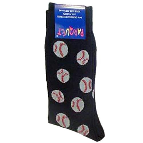 Baseballs On Men's Navy Blue Novelty Socks