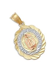14k Tri Color Gold Virgin Mary Guadalupe Charm Pendant