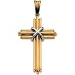 14K Two-Tone Gold Cross Pendant - 36.75x24.50mm