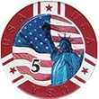 $5 RED Freedom 11.5g Poker Chip