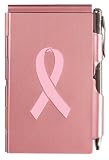Wellspring Flip Notes Metal Note Case with Mini Pen and Notepad, Breast Cancer Pink Ribbon