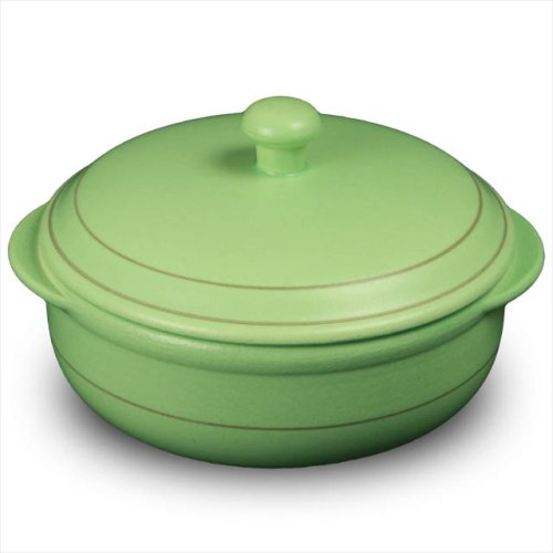 直火OK! 有田焼 遠赤外線 多機能鍋 チビマルクック グリーン (幅17×奥行15×高さ10cm) S-20G