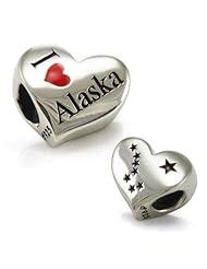 Sterling Silver Ohm I Heart Alaska Bead Charm AAY003