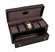 Executive Style Genuine Black Croc Leather Watch,Jewelry and Pen Box Case with Drawer