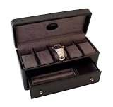 Search : Executive Style Genuine Black Croc Leather Watch,Jewelry and Pen Box Case with Drawer