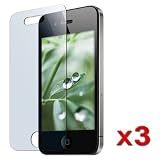Fosmon Transparent Clear Screen Protector for iPhone 4 4G HD with Lint Cleaning Cloth - 3 Pack