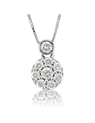 14k White Gold Circle Cluster Diamond Pendant Necklace (GH, I1-I2, 0.50 carat)