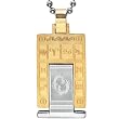 Embossed Zodiac Sign Silver and Gold Tone Rectangular Stainless Steel Pendant Necklace - Pisces