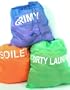 Set of 3 Brightly Colored Laundry Bags with Printed Soiled, Grimy and Dirty Laundry