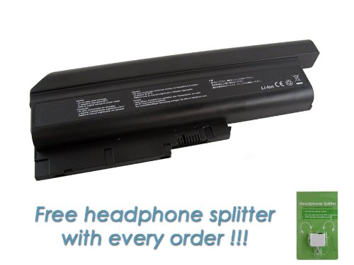 IBM Lenovo Thinkpad T60P 2008 9-cell, 7200mAh Replacement Laptop Battery with FREE MP3 Splitter