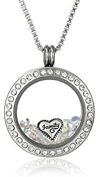 Charmed Lockets Family Heart Swarovski Crystal Charm Locket Necklace, 24"