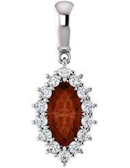 18K White Gold 10.00x5.00mm Marquise Cut Mozambique Garnet and Diamond Pendant -- LIFETIME WARRANTY