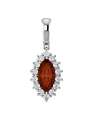 14K White Gold 10.00x5.00mm Marquise Cut Mozambique Garnet and Diamond Pendant -- LIFETIME WARRANTY